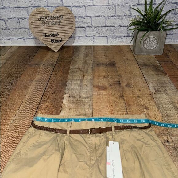 Nwt Calvin Klein khaki chino Capri cropped pants belted - Picture 7 of 11